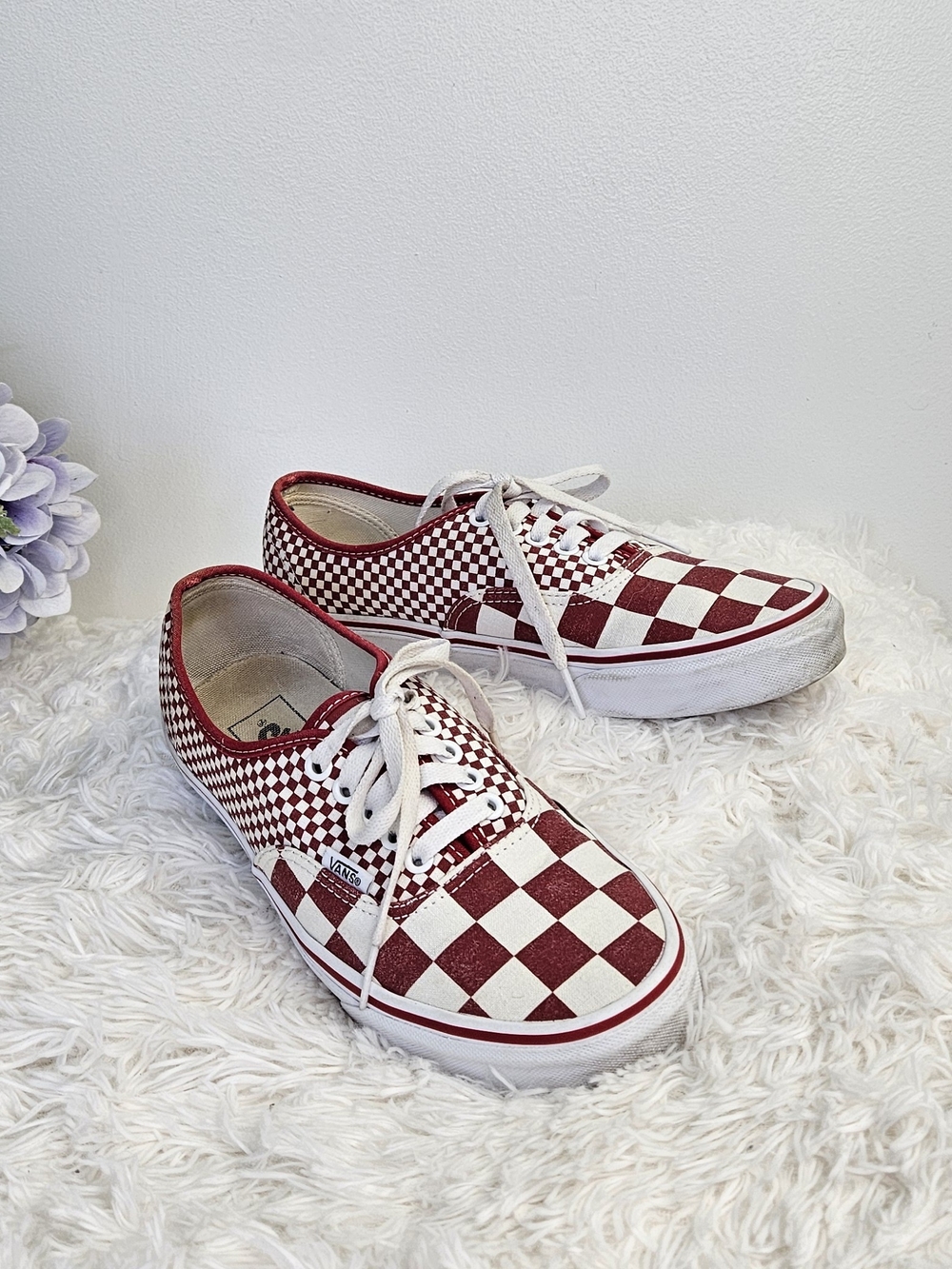 Vans Checkerboard Low Top Sneakers - Red & White